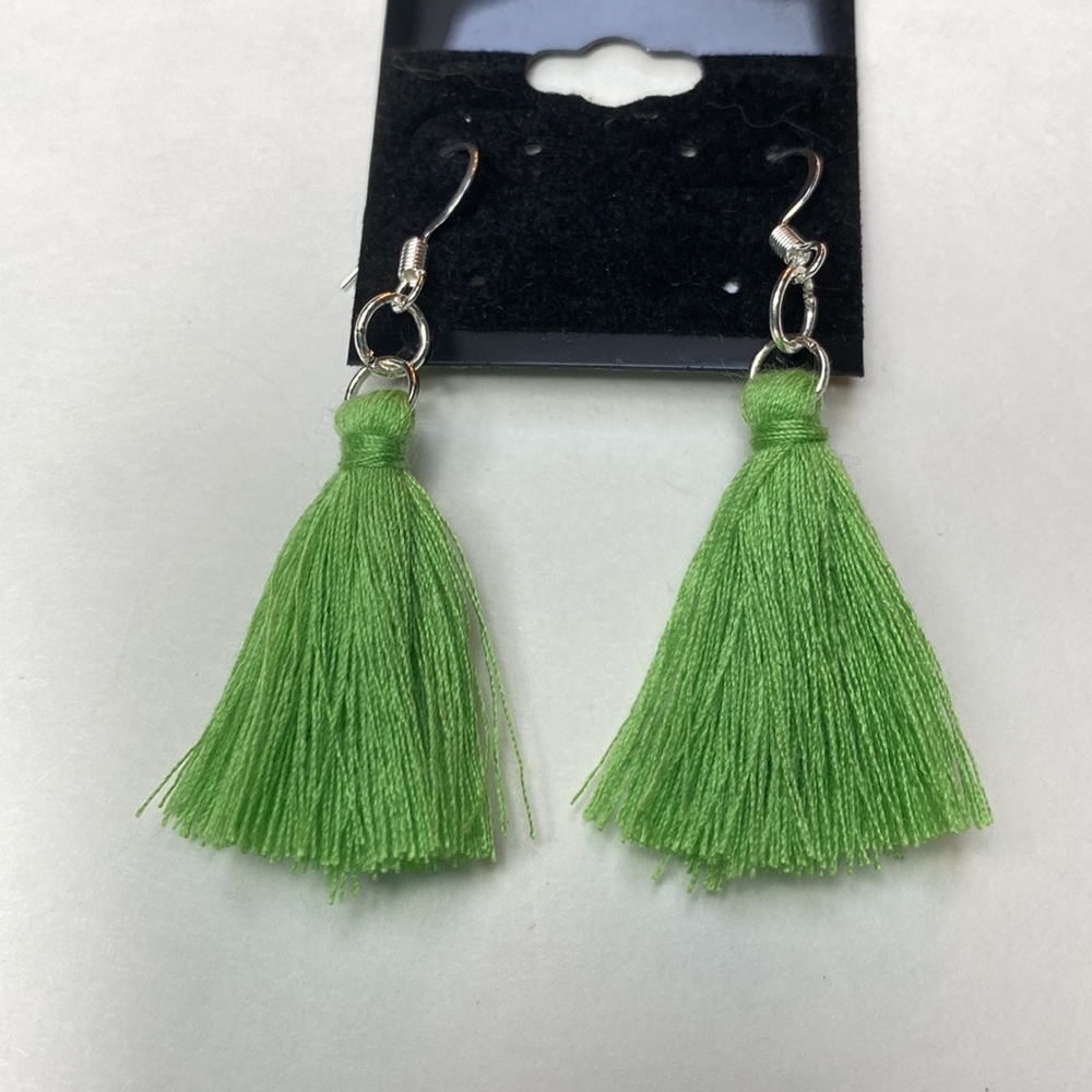 Green Fringe Earrings